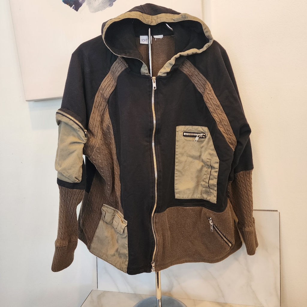 Unisex Mixed Zip Up Jacket With Multiple Pockets And Zippers! Size Xl